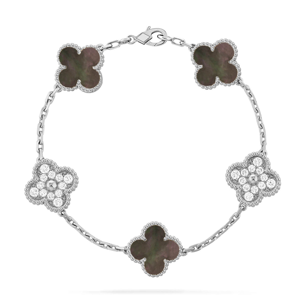 [RAFFINE] CLOVER 5 MOTIF GRAY MOP BRACELET COLLECTION