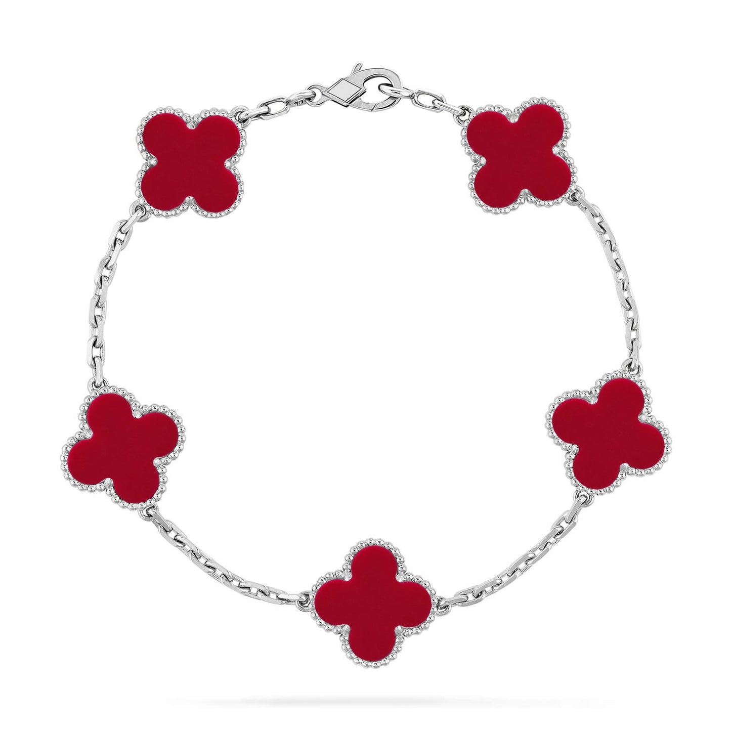 [RAFFINE] CLOVER 5 MOTIF RED CORNELIAN BRACELET COLLECTION