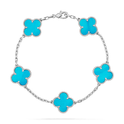 [RAFFINE] CLOVER 5 MOTIF TURQUOISE BRACELET COLLECTION