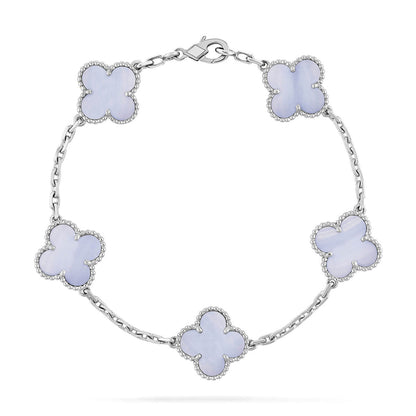 [RAFFINE] CLOVER 5 MOTIF PURPLE CHALCEDONY BRACELET COLLECTION