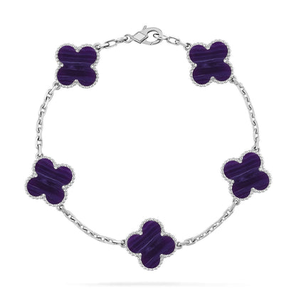 [RAFFINE]CLOVER 5 MOTIF PURPLE STRIPES BRACELET COLLECTION