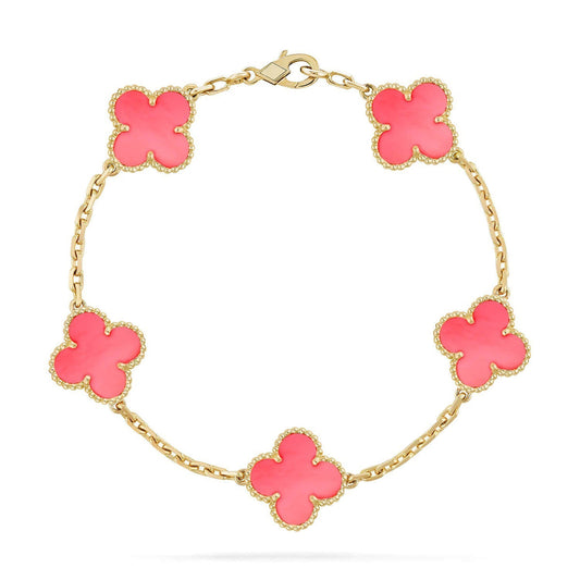 [RAFFINE] CLOVER 5 MOTIFS ROSA PERLMUTT-ARMBAND KOLLEKTION