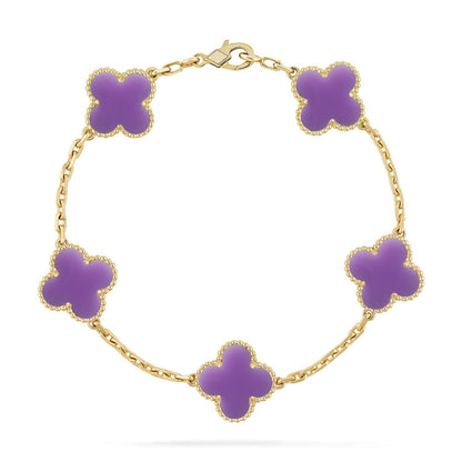 [RAFFINE]CLOVER 5 MOTIF LIGHT PURPLE BRACELET COLLECTION