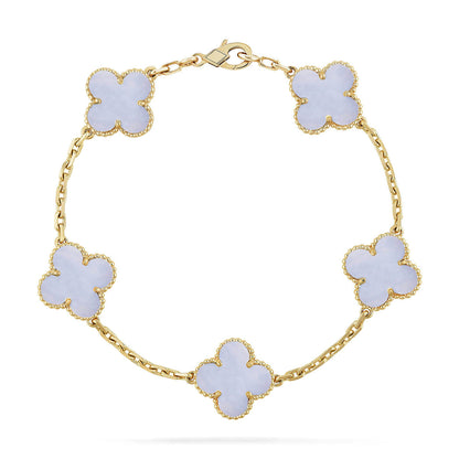 [RAFFINE] CLOVER 5 MOTIF PURPLE CHALCEDONY BRACELET COLLECTION