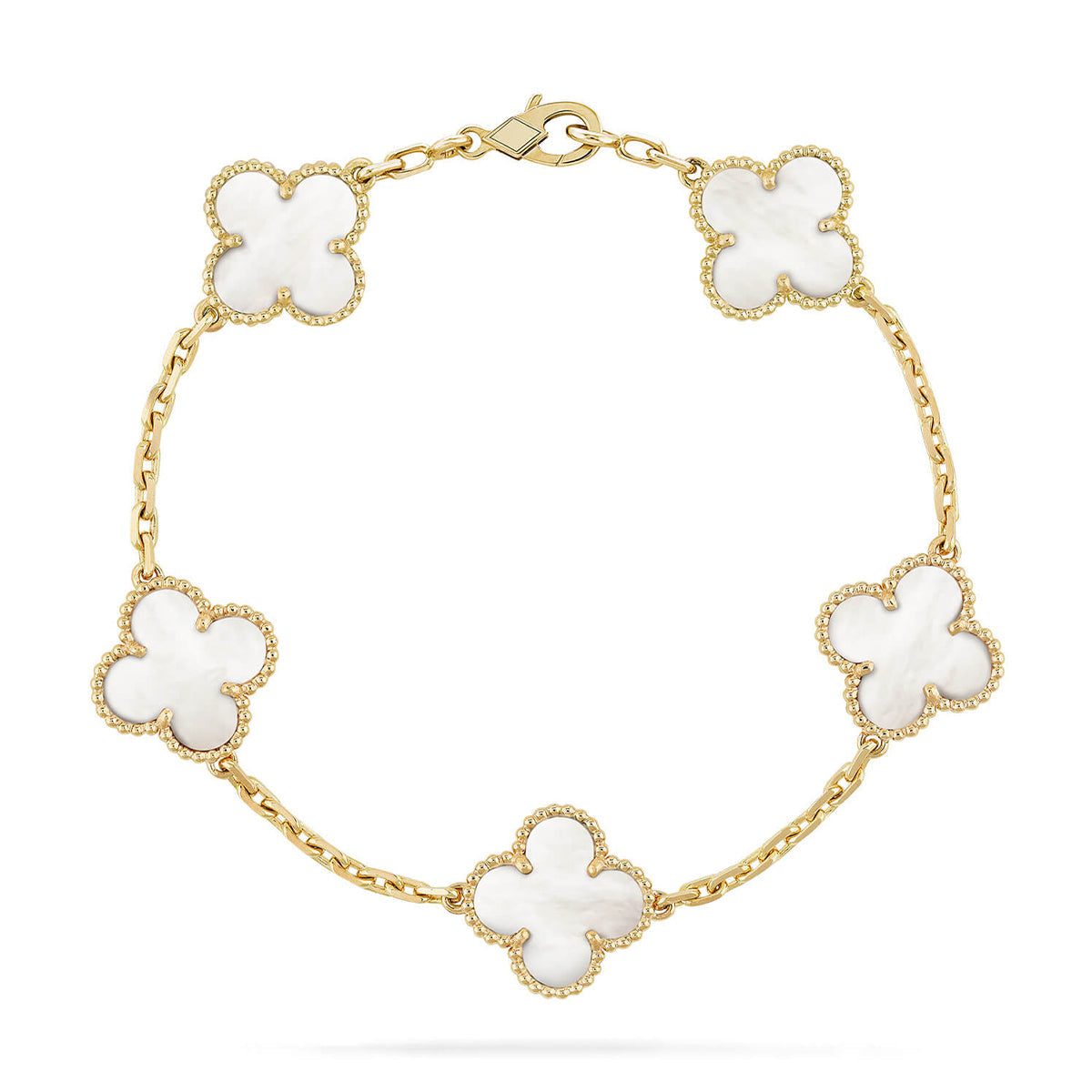 [RAFFINE]CLOVER WHITE PEARL MOP 5 MOTIF BRACELET COLLECTION