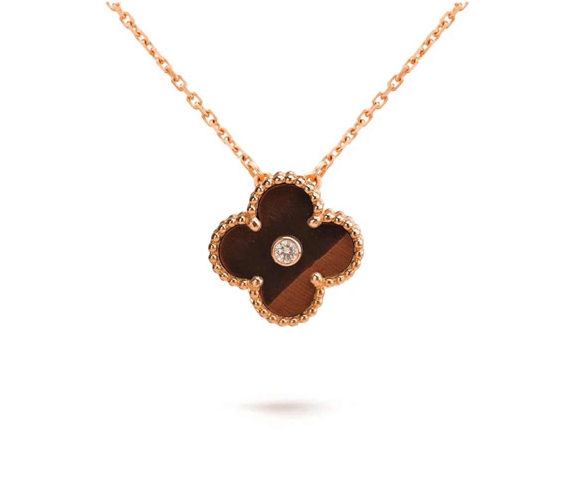 [LUXE]CLOVER 15MM DIAMOND SINGLE FLOWER NECKLACE COLLECTION