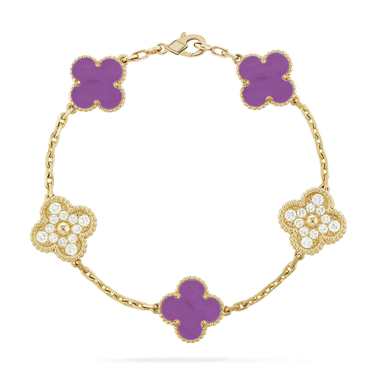 [RAFFINE] CLOVER 5 MOTIF VIOLET BRACELET COLLECTION