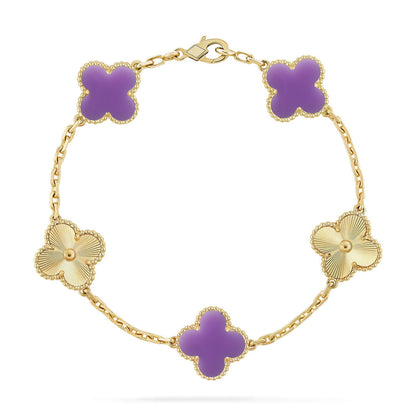 [RAFFINE]CLOVER 5 MOTIF LIGHT PURPLE BRACELET COLLECTION