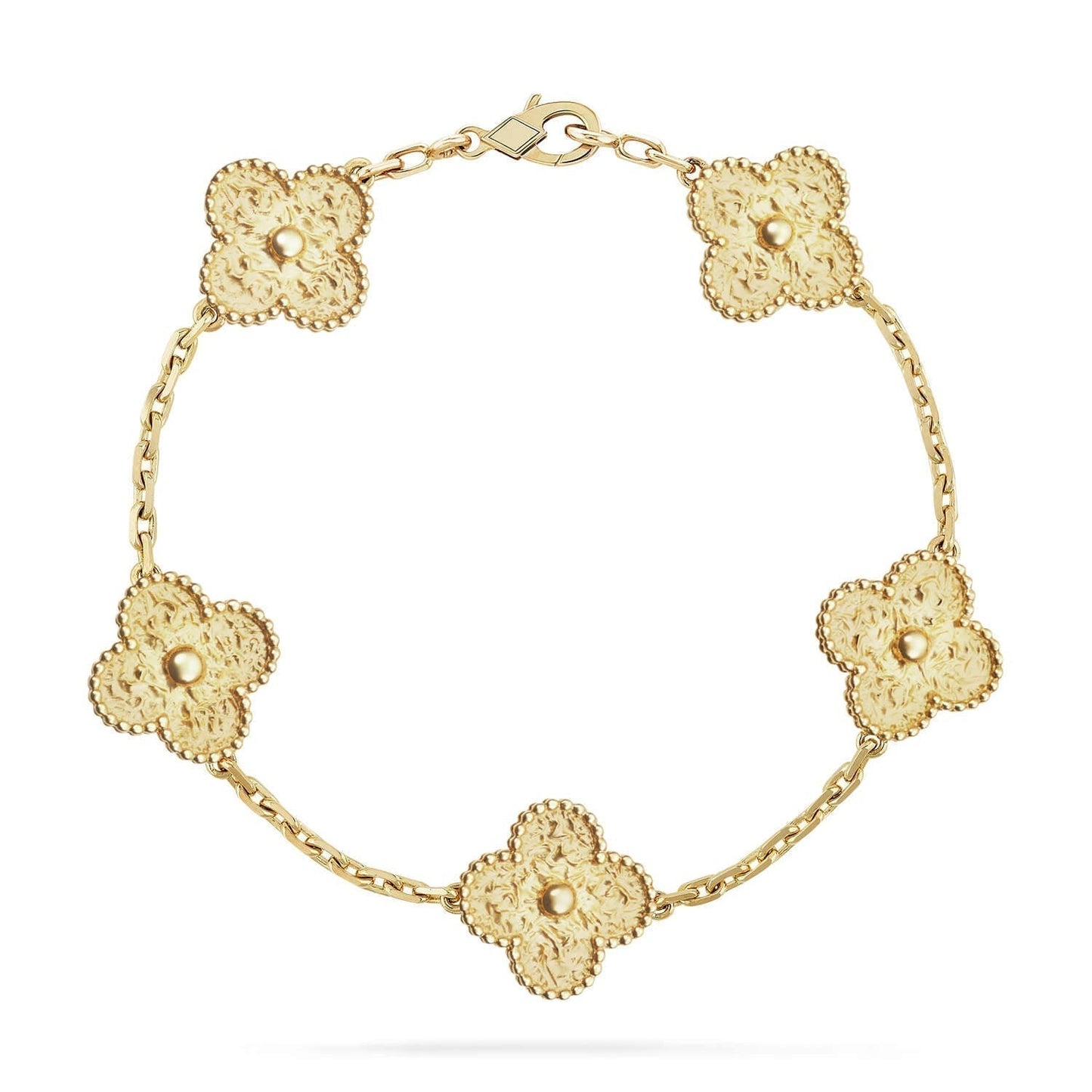 [RAFFINE] PULSERA BRONCEADA CON 5 MOTIVOS DE TRÉBOL 
