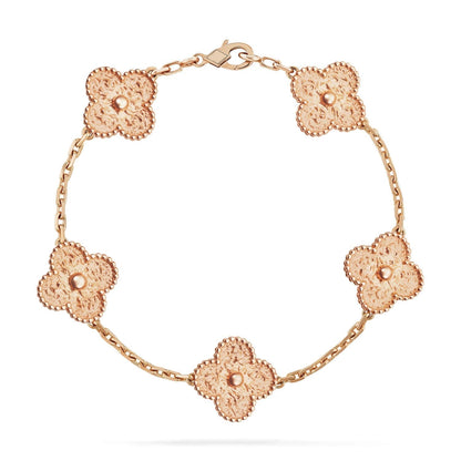 [RAFFINE] PULSERA BRONCEADA CON 5 MOTIVOS DE TRÉBOL 