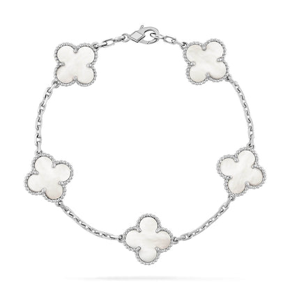 [RAFFINE]CLOVER SILVER MOP 5 MOTIF BRACELET
