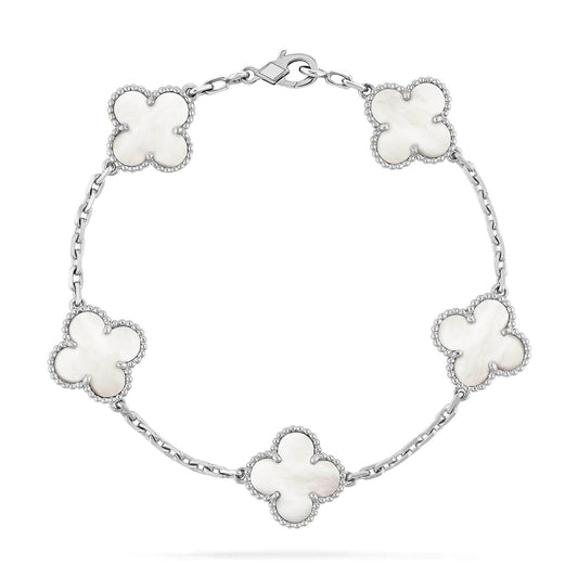 [RAFFINE]CLOVER SILVER MOP 5 MOTIF BRACELET