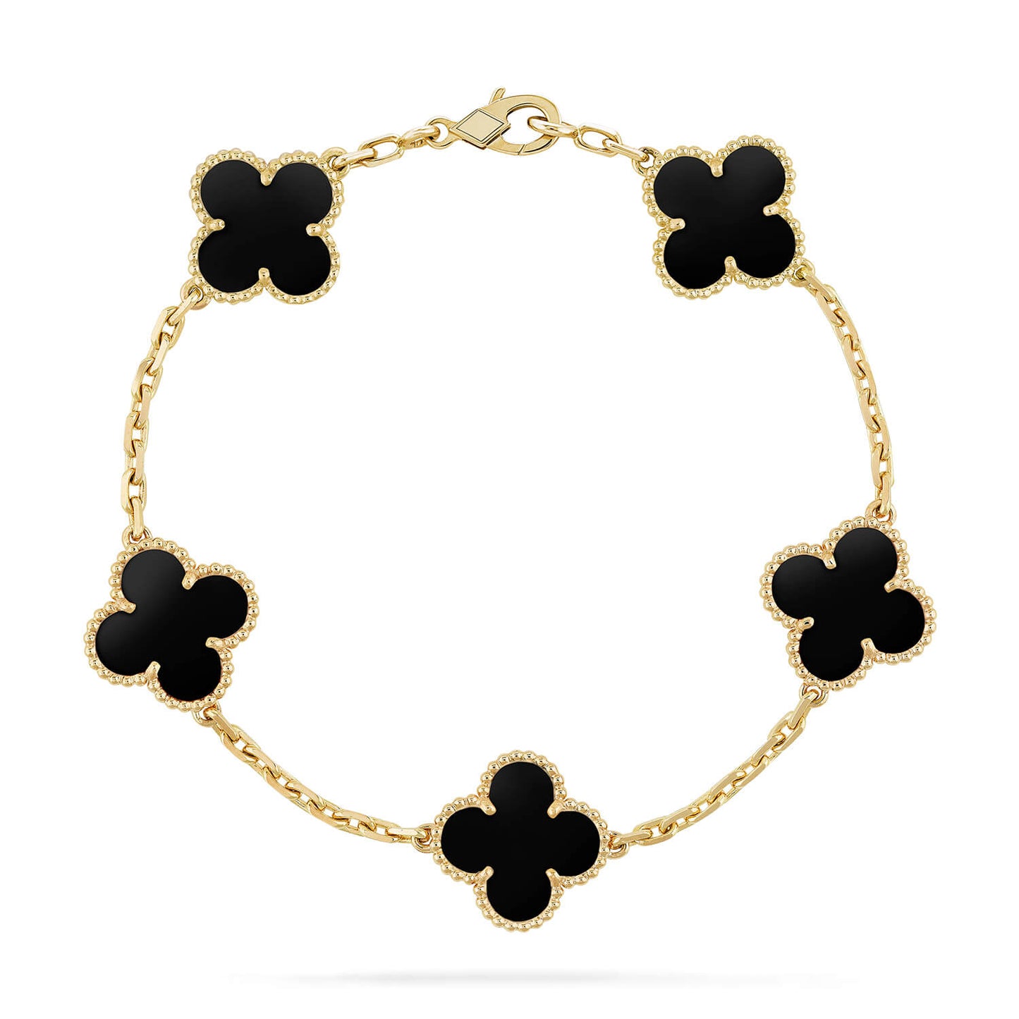 [RAFFINE]CLOVER  5 MOTIFS BLACK ONYX BRACELET