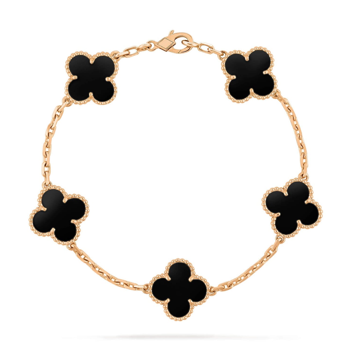 [RAFFINE]CLOVER  5 MOTIFS BLACK ONYX BRACELET