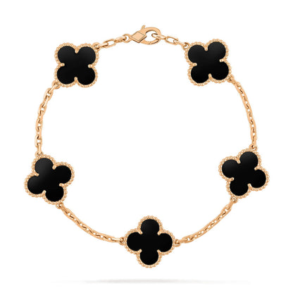 [RAFFINE]CLOVER  5 MOTIFS BLACK ONYX BRACELET