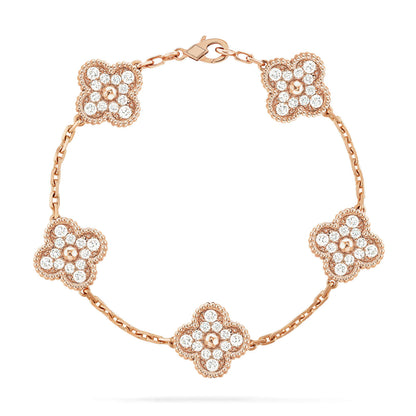 [RAFFINE]CLOVER 5 MOTIFS  FULL DIAMOND BRACELET