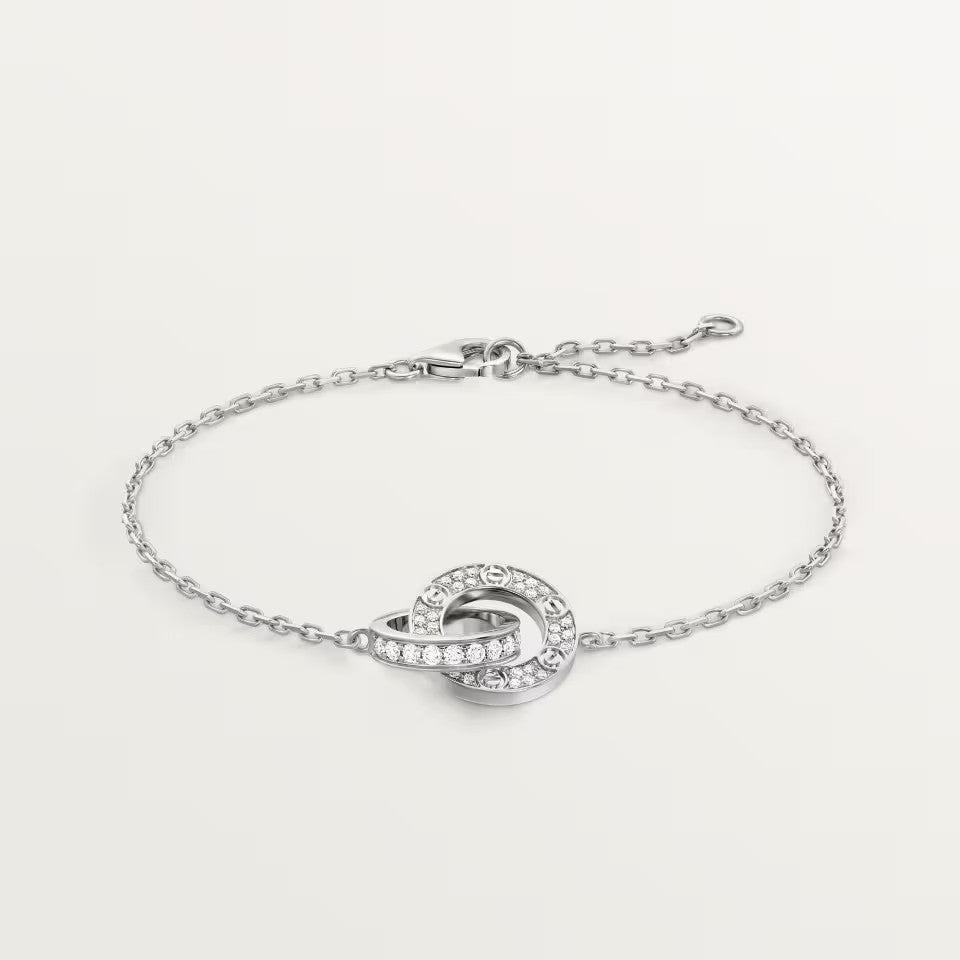 [Raffine]LOVE DOUBLE RING FULL DIAMOND BRACELET