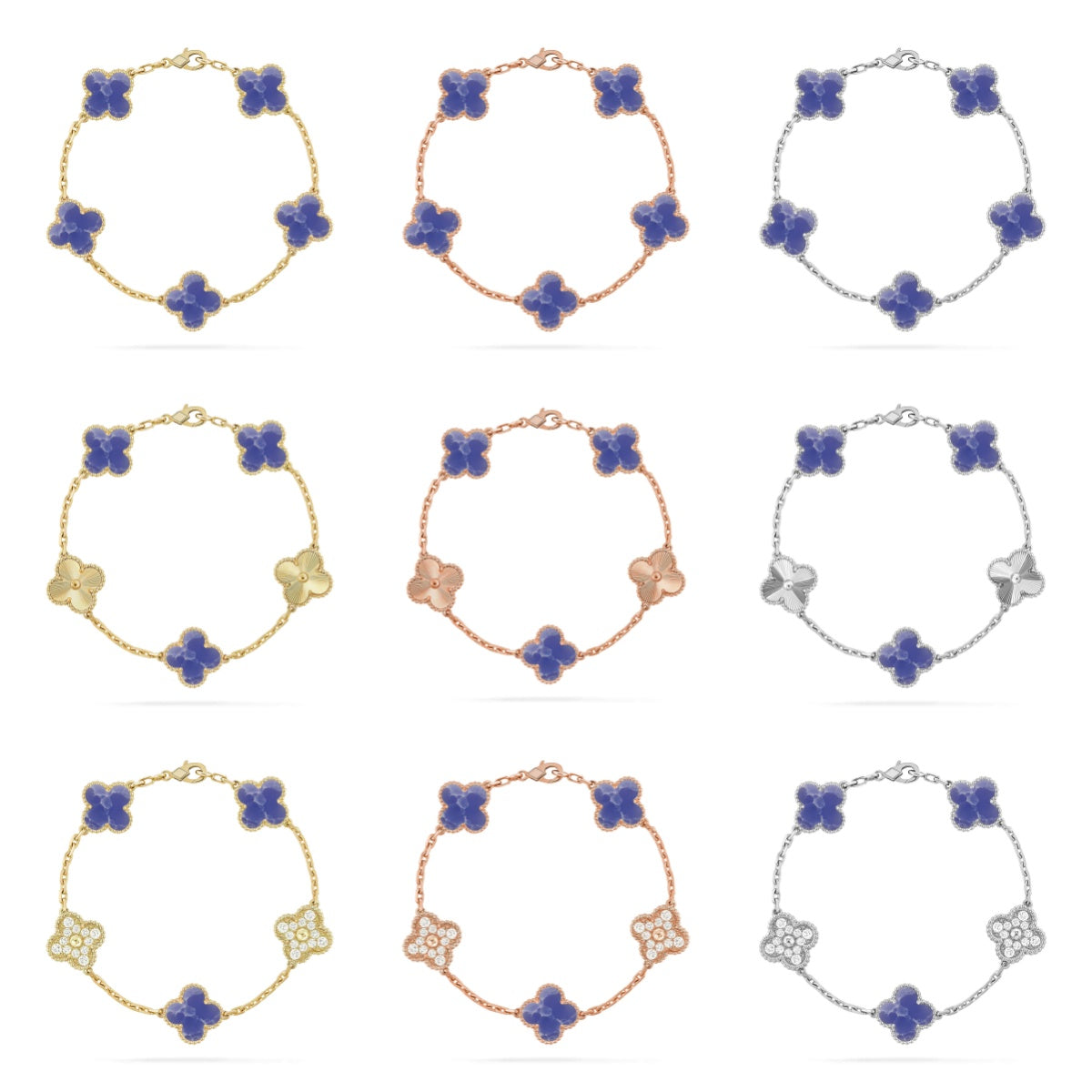 [RAFFINE]CLOVER 5 MOTIF BLUE VEINS BRACELET COLLECTION