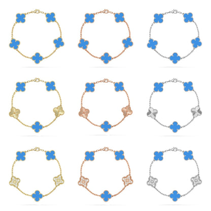 [LUXE] CLOVER 5 MOTIF BLUE AGATE BRACELET COLLECTION