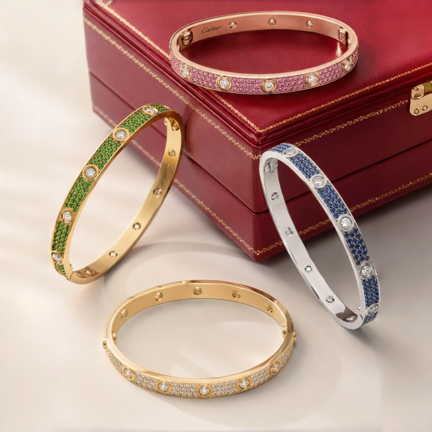 [RAFFINE]2026 PAVE GEMSTONE LOVE BRACELET 6.1MM 10 DIAMONDS