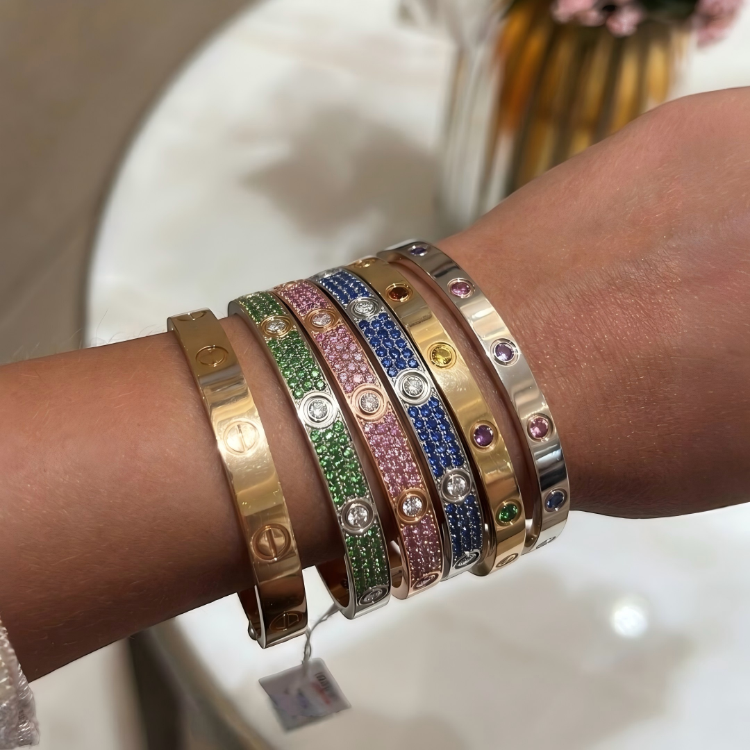 [RAFFINE]2026 PAVE GEMSTONE LOVE BRACELET 6.1MM 10 DIAMONDS