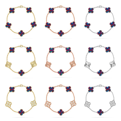 [LUXE]CLOVER 5 MOTIF COLOR GEMSTONES BRACELET COLLECTION