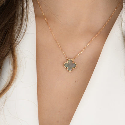 [RAFFINE]CLOVER 15MM  GRAY MOTHER OF PEARL NECKLACE