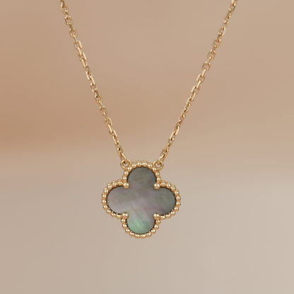 [RAFFINE]CLOVER 15MM  GRAY MOTHER OF PEARL NECKLACE