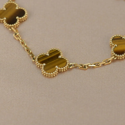 [RAFFINE] CLOVER 5 MOTIFS TIGER EYE BRACELET COLLECTION