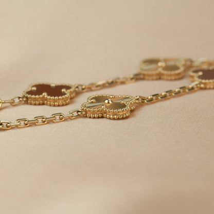 [RAFFINE]CLOVER  5 MOTIFS CARNELIAN GOLD BRACELET