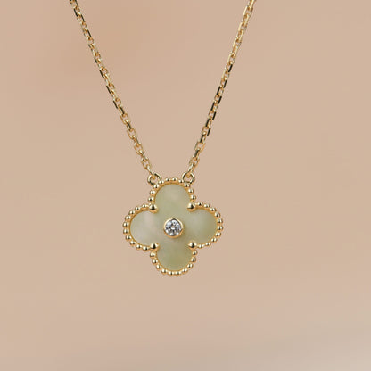 [RAFFINE]CLOVER 15MM DIAMOND GOLD MOTHER OF PEARL NECKLACE