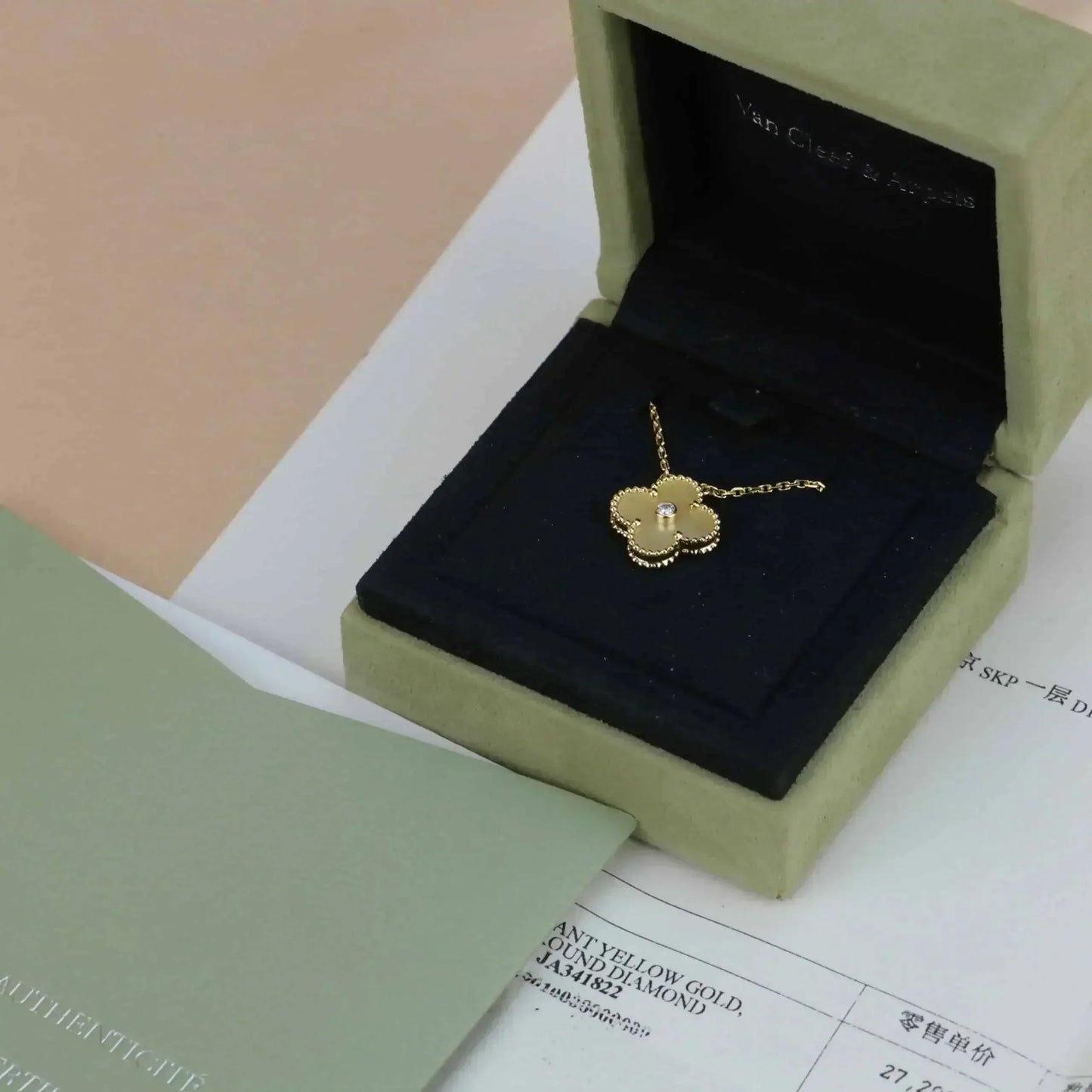 [RAFFINE]CLOVER 15MM DIAMOND GOLD MOTHER OF PEARL NECKLACE