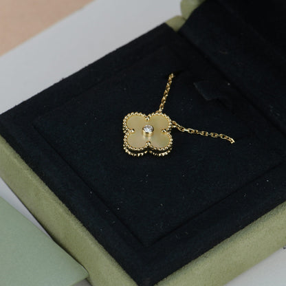 [RAFFINE]CLOVER 15MM DIAMOND GOLD MOTHER OF PEARL NECKLACE