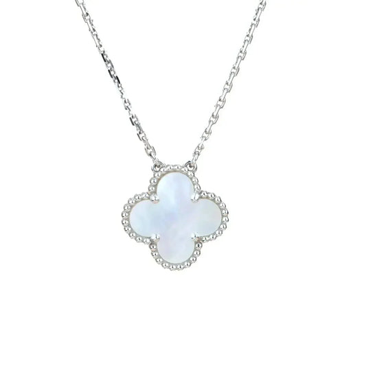 [RAFFINE]CLOVER  15MM WHITE MOTHER-OF-PEARL SILVER
