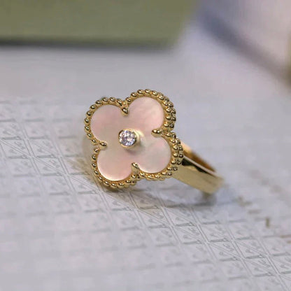 [Raffine]CLOVER PINK MOP RING GOLD DIAMANT