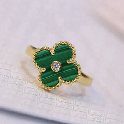 [RAFFINE]CLOVER MALACHITE RING GOLD DIAMOND