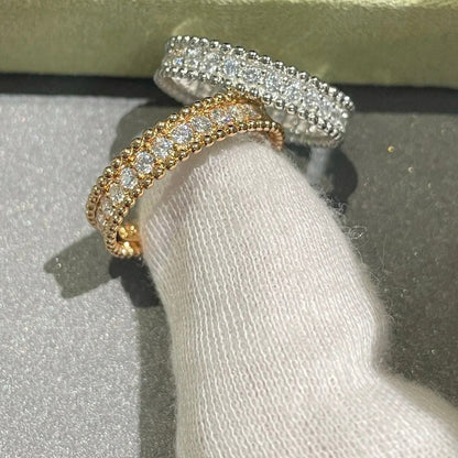 [RAFFINE] ANILLO DE PLATA CON DIAMANTES Y PERLEE