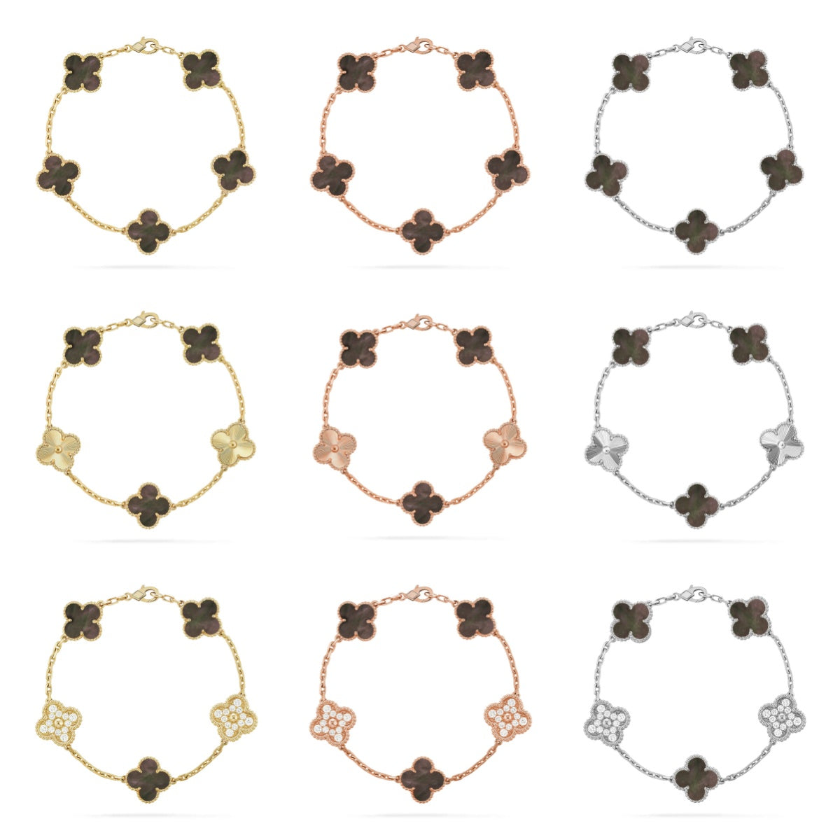 [LUXE] CLOVER 5 MOTIF GRAY MOP BRACELET COLLECTION