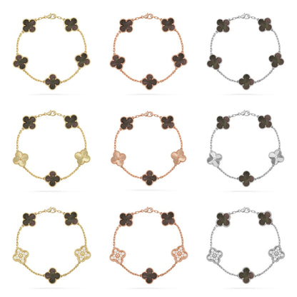[LUXE] CLOVER 5 MOTIF GRAY MOP BRACELET COLLECTION