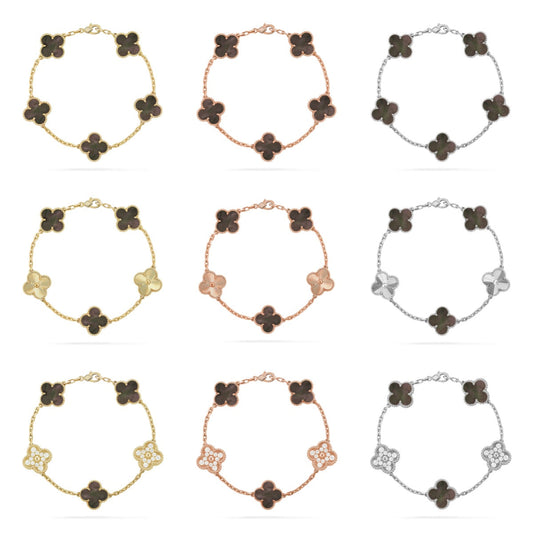 [LUXE] CLOVER 5 MOTIF GRAY MOP BRACELET COLLECTION
