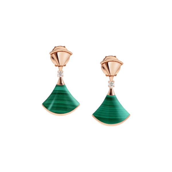 [RAFFINE] PENDIENTES DREAM DE MALAQUITA EN ORO ROSA