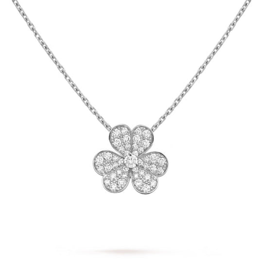 [RAFFINE]CLOVER DIAMOND NECKLACE SILVER