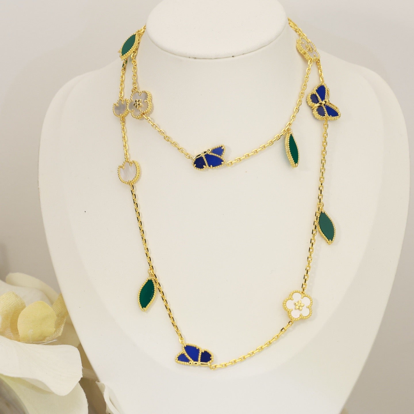 [RAFFINE]LUCKY SPRING BUTTERFLY 15 FLOWER NECKLACE