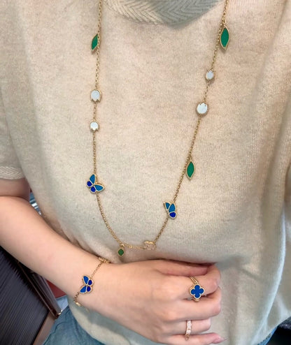 [RAFFINE]LUCKY SPRING SCHMETTERLING 15 BLUMEN-HALSKETTE