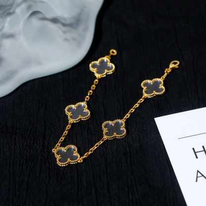 [RAFFINE]CLOVER 5 MOTIF ROCK CRYSTAL BRACELET