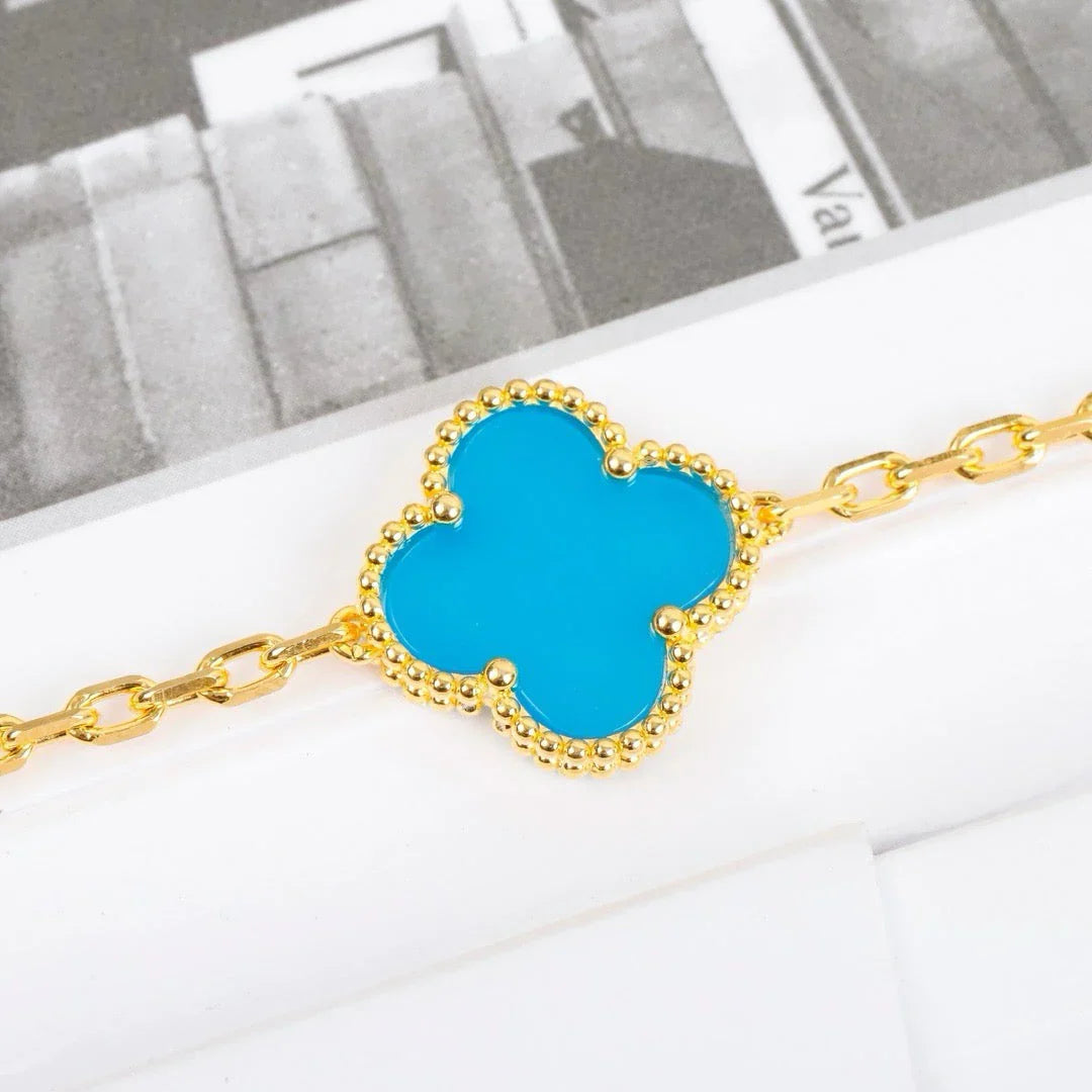 [RAFFINE] CLOVER 5 MOTIF TURQUOISE BRACELET COLLECTION
