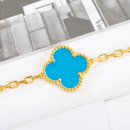 [RAFFINE] CLOVER 5 MOTIF TURQUOISE BRACELET COLLECTION