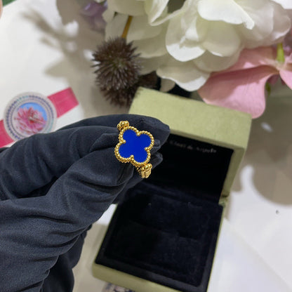 [RAFFINE]CLOVER RIVERSIBLE BLUE AGATE RING