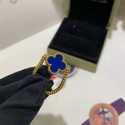[RAFFINE]CLOVER RIVERSIBLE BLUE AGATE RING