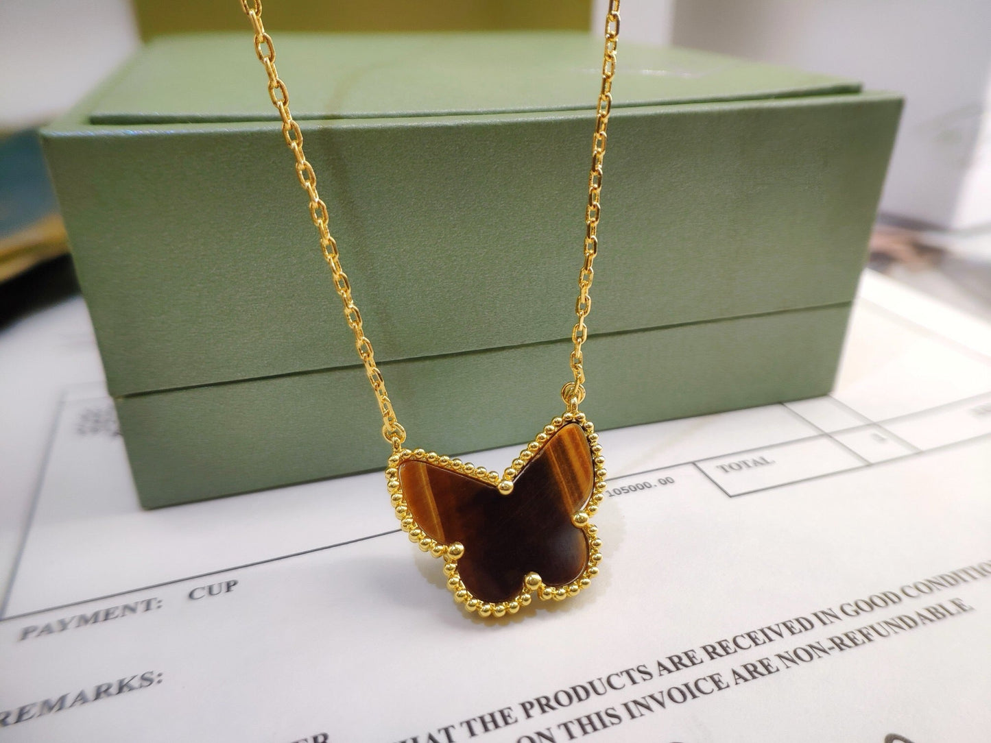 [RAFFINE] TIGER__ EYE BUTTERFLY NECKLACE